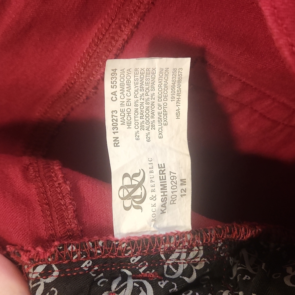 Rock & Republic Kashmiere Red Wash Denim Legging 12 - Picture 6 of 6